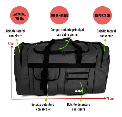 Imagen 5 de 8 de Bolso Grande De Viaje Urbano Deportivo Reforzado Xxl