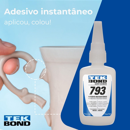 2x Cola Tekbond 793 Adere Ampla Variedade De Metais Plástico