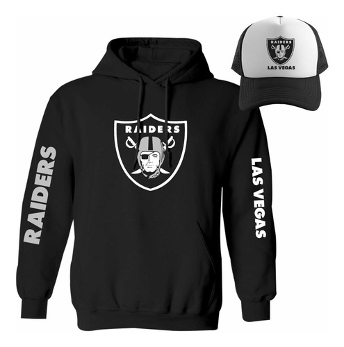 Kit Sudadera + Gorra Sublimada Mod Nfl Las Vegas Raiders