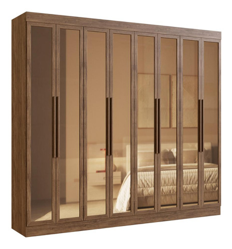 Guarda-roupas Casal 8 Portas Com Vidro Multimóveis Cr35259 Cor Castanho