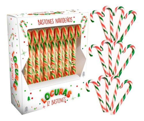 Bastones De Caramelo Navideño X 12 U - Lollipop