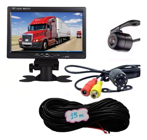 Tela 9 Lcd + Câmera Traseira Com Led 15m + Camera Fontal