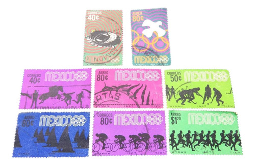 8 Estampillas Timbre Olimpiadas Mexico 1968 