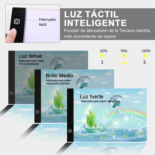 Mesa De Luz Dibujo A4 Led 3 Modos Iluminación Usb