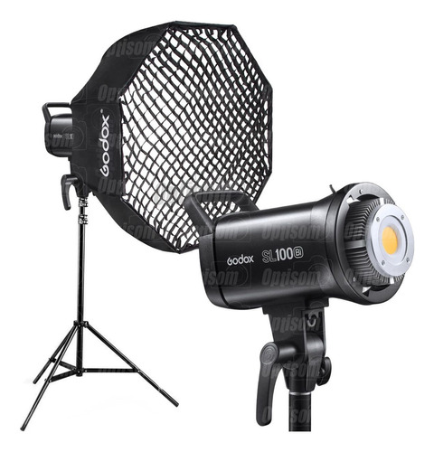 Iluminador Octabox Colmeia 120 Godox Bicolor Sl100bi + Tripé Cor da estrutura Preto 110V/220V