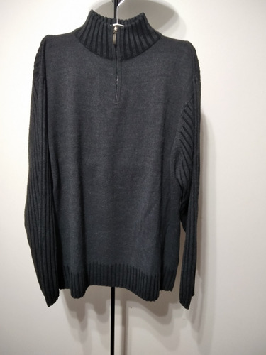 Sweater Gris  Oscuro Con Cierre En El Cuello Biaggini  3xl 