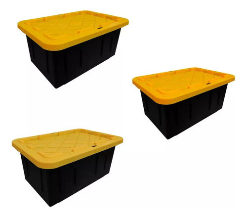 Pack De 3 Pz De Caja De Plastico Uso Rudo 42 L 11 Galones