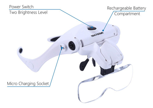 Lupa Led Recargable De Diadema Con Luz Para Joyería