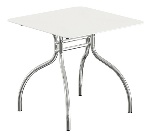 Mesa Quadrada Com Tampo De Vidro Mvr-1926 Off White/cromada