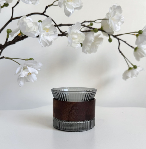 Jarro De Café De Vidrio Térmico Con Cobertor De Madera Gris 100 Ml Gala