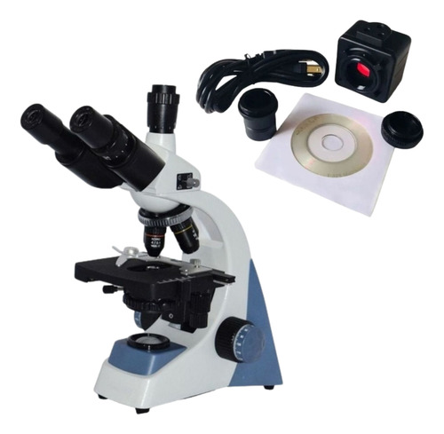 Microscópio Trinocular Ótica Finita 1000x + Câmera 5mp Usb