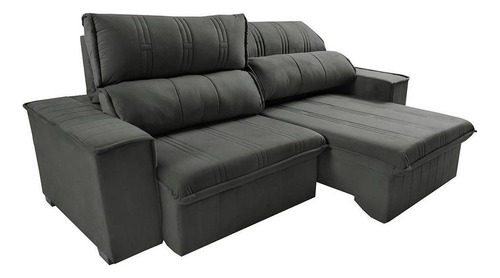 Sofá Retrátil Reclinável 2,30m Cama Inbox Flórida. Velusoft Cor Cinza