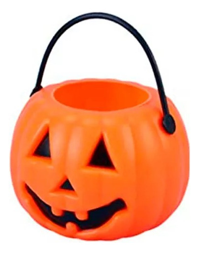 Calabaza Plastica Para Dulces Halloween Naranja Fiesta