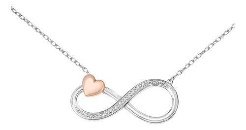 Coração Banhado A Ouro Rosa 18k Em Dois Tons Em Colar Com Pi