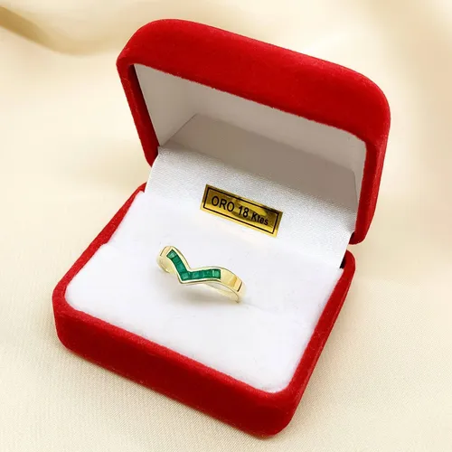Anillo Pico Oro 18k Esmeraldas T18