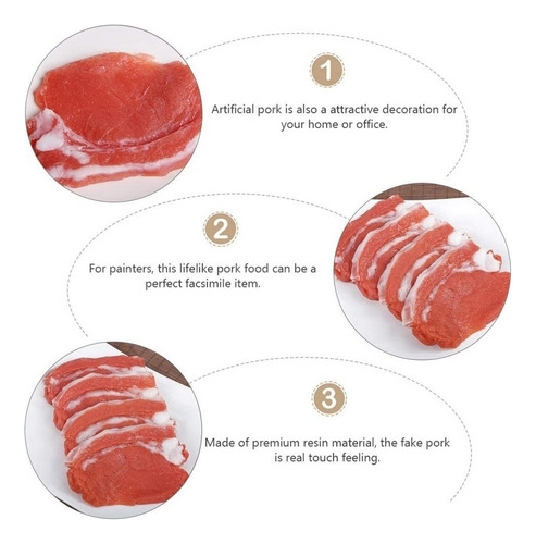 Kit De Comida De Carne De Cerdo Fresco Cocido Falso, 2 Pieza