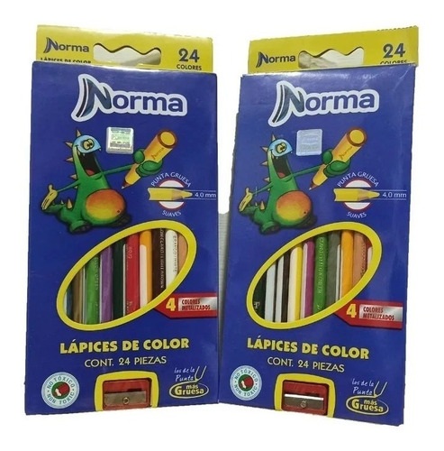 Colores Norma Caja 24  Piezas + Sacapuntas