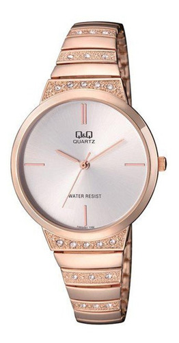 Reloj Mujer Q&q F553j Analogo Metal Con Strass Water Resist