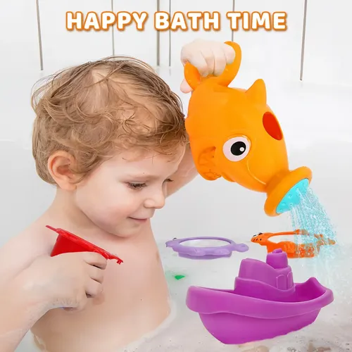 Juguetes De Baño Aischens Con Ventosas – Patito Y León Con Efectos De Agua, Sin BPA, Ideal Para Bebés De 6 Meses A 4 Años