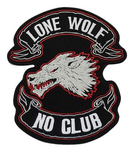 Parche Bordado Biker Lone Wolf No Club Lobo Solitario Espald