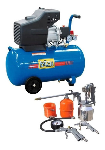 Combo Compresor 50 Litros Motor 2 Hp Bta + Kit 5 Piezas!!!! 