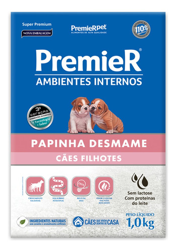 Premier Papinha Desmame Ambientes Internos 1kg Filhotes