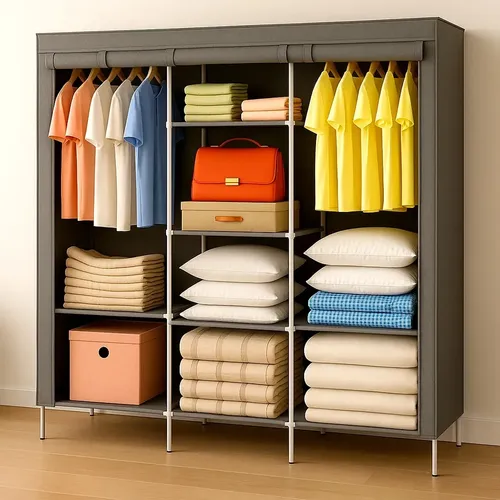 Vxp Mart Armário Portátil 8 Divisórias Guarda Roupa Dobrável Premium
