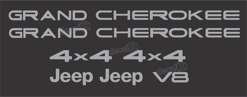 Kit Emblema Adesivo Resinado Gran Cherokee 4x4 V8 Cromado
