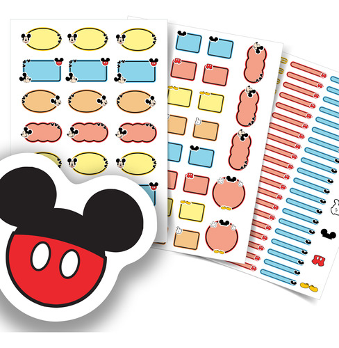 Etiquetas Escolares Mickey Mouse Personalizadas Kit Jumbo