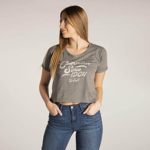 Polera M/c Mujer Joyce Crop Tee Gris Cat