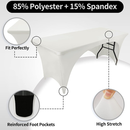 Mantel Elástico Para Mesa Ajustable Color Marfil