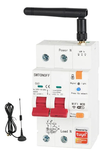 Disjuntor Wifi Medidor Smtonoff 2p Rcbo Tuya Smart Life