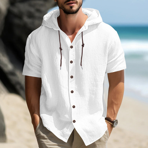 Polera Athleisure De Manga Corta Con Capucha Para Hombre