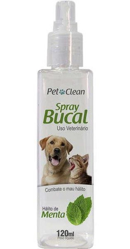 Spray Bucal Pet Clean Sabor Menta Para Cães E Gatos - 120 Ml