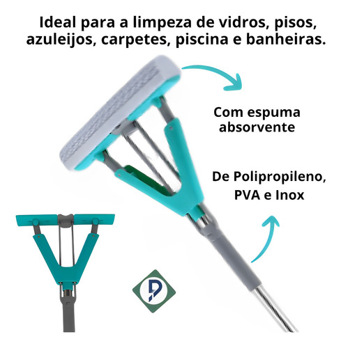 Rodo Mop Fácil Dobrável Torce E Seca Com Espuma Absorvente