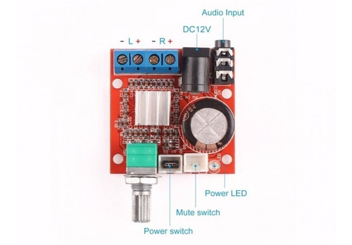 Imagen 2 de 2 de Pam8610 Modulo Amplificador De Audio Estereo 12v 2x10w