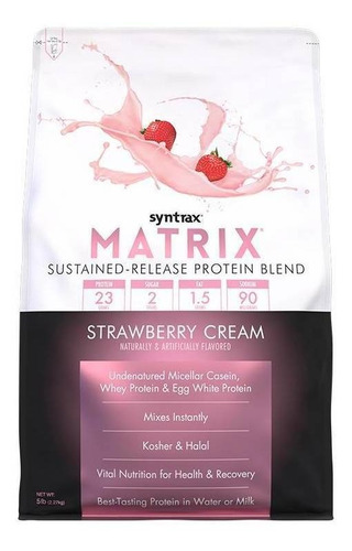 Suplemento em pó Syntrax  Matrix proteínas Matrix sabor  creme de morango em saco de 2.27kg