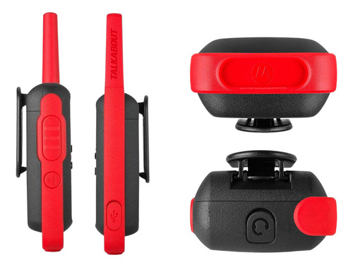 6 Radio Comunicador Walktalk Profissional Motorola T210 32km Bandas De Freqüência Uhf Cor Preto/vermelho 127/220v