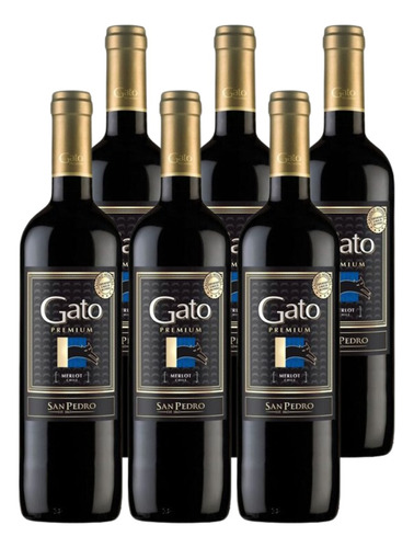Vino Gato Premium Merlot 750 Ml Pack 6 Und