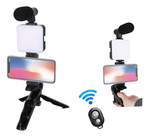 Kit De Grabación Video Aro De Luz Micrófono Selfie Control