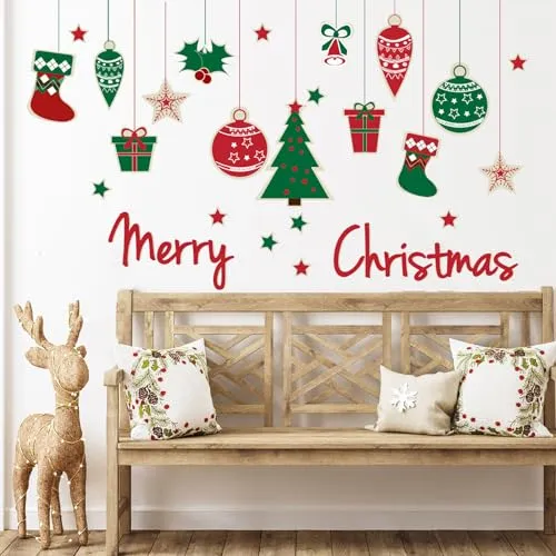 Calcomanías De Pared De Feliz Navidad, Árbol De Navidad, Cop