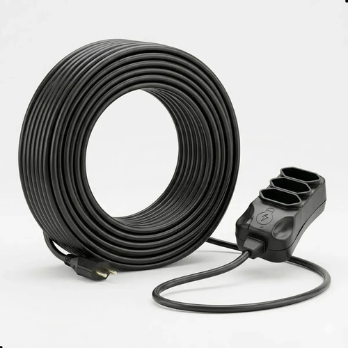 Extensão Elétrica 30 Metros Reforçada 3 Tomadas Cabo Resistente 10a 20a Bivolt Uso Profissional Residencial Obra Alta Durabilidade