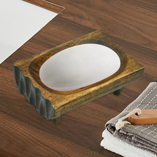 Zh Jabonera Madera, Bandeja For Guardar Jabón Con Drenaje