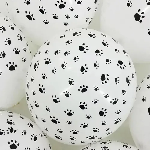Globo De Latex Blanco Con Huellitas Perro Paw Patroll X20 Un Blanco Huellitas