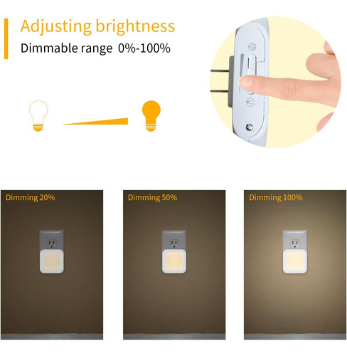 Luz Nocturna Led Regulable Con Enchufe De Ca Con Sensor De L