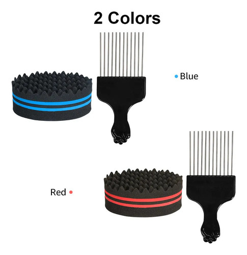 F, 1 Peine Afro Doble Cara Con Esponja Y Peine Metal