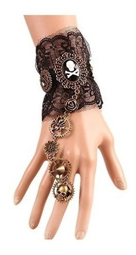 Miuniko Mujeres Gotico Pirata Craneo Steampunk Gear Pulsera 