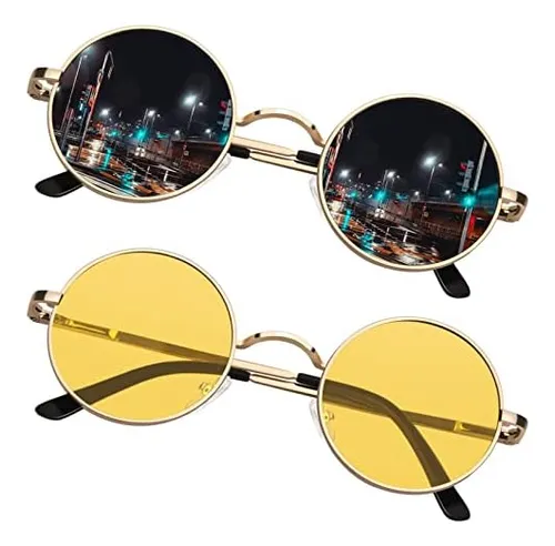 Gafas De Sol Redondas Hombres Mujeres C rculo 70s Hippie De