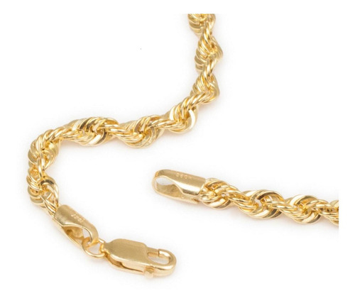 Pulsera Torsal 4mm Unisex 18cm Oro Italiano Hueco 10k Largo 18 Cm