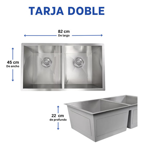 Tarja Fregadero Doble De Submontar Con Contracanasta Satin